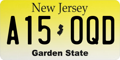 NJ license plate A15OQD