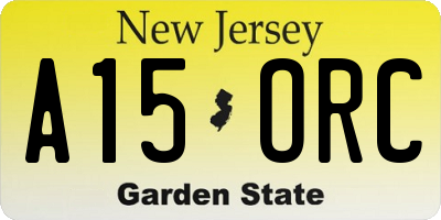 NJ license plate A15ORC