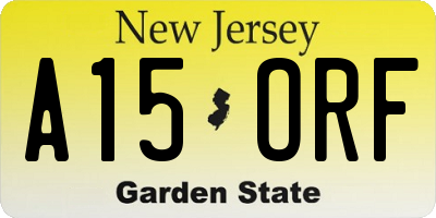 NJ license plate A15ORF