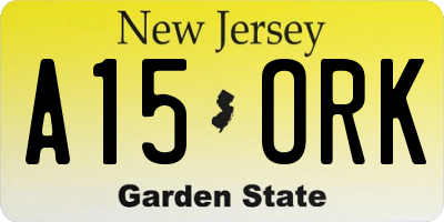 NJ license plate A15ORK