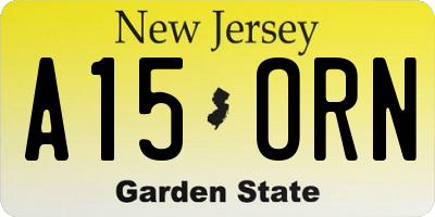 NJ license plate A15ORN