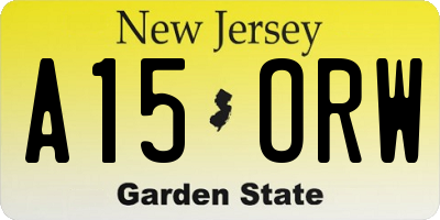 NJ license plate A15ORW