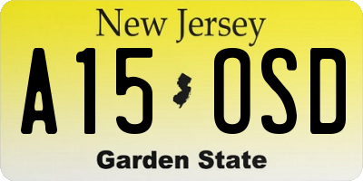 NJ license plate A15OSD