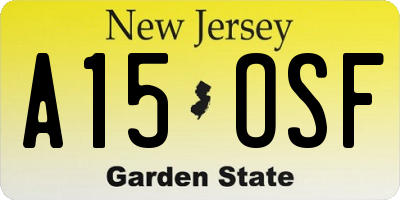 NJ license plate A15OSF