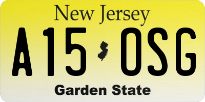 NJ license plate A15OSG