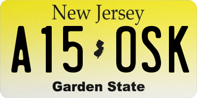 NJ license plate A15OSK