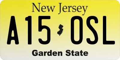 NJ license plate A15OSL