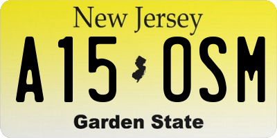 NJ license plate A15OSM
