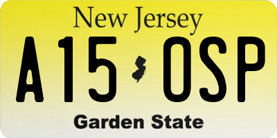 NJ license plate A15OSP