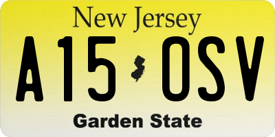 NJ license plate A15OSV