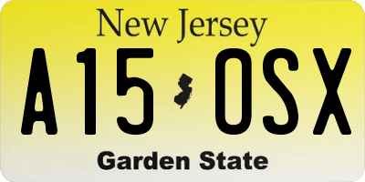 NJ license plate A15OSX