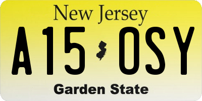 NJ license plate A15OSY