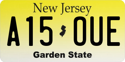 NJ license plate A15OUE