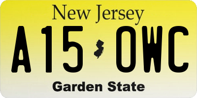 NJ license plate A15OWC