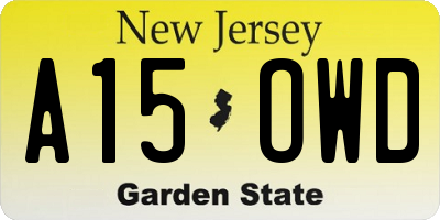 NJ license plate A15OWD
