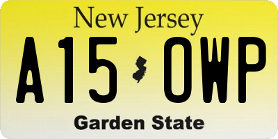 NJ license plate A15OWP