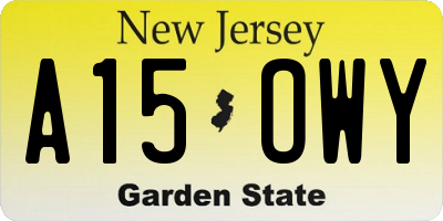 NJ license plate A15OWY