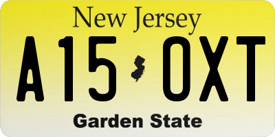 NJ license plate A15OXT