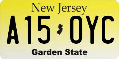 NJ license plate A15OYC