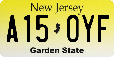 NJ license plate A15OYF