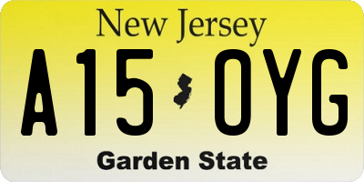 NJ license plate A15OYG