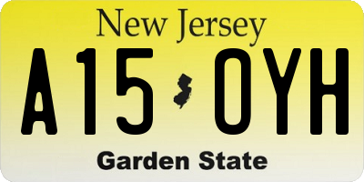 NJ license plate A15OYH