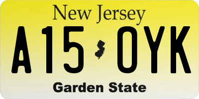 NJ license plate A15OYK