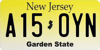 NJ license plate A15OYN