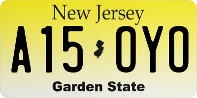 NJ license plate A15OYO
