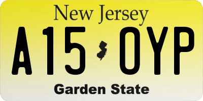NJ license plate A15OYP