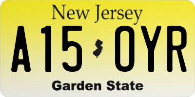 NJ license plate A15OYR