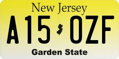 NJ license plate A15OZF