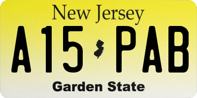 NJ license plate A15PAB