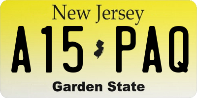 NJ license plate A15PAQ