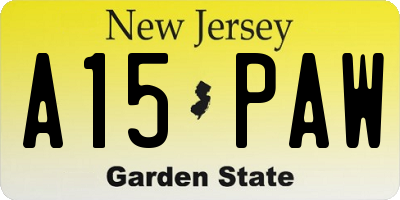 NJ license plate A15PAW