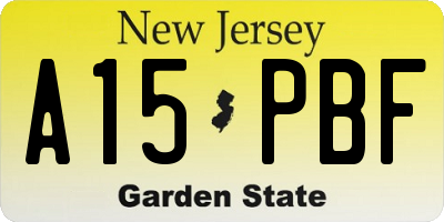 NJ license plate A15PBF