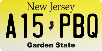 NJ license plate A15PBQ