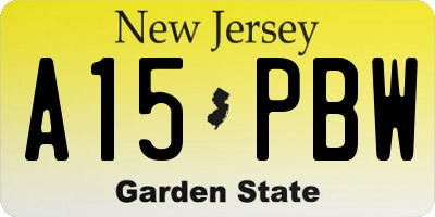 NJ license plate A15PBW
