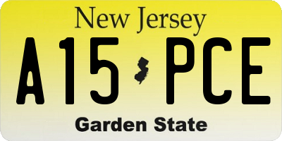 NJ license plate A15PCE