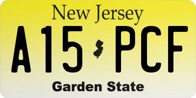 NJ license plate A15PCF