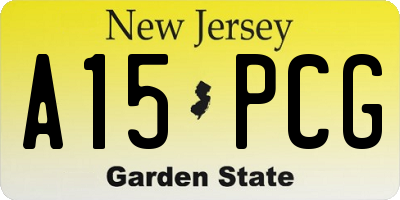 NJ license plate A15PCG