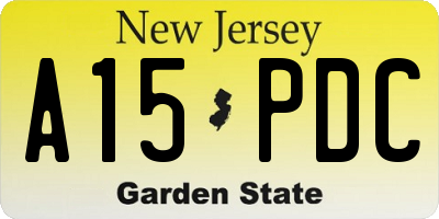 NJ license plate A15PDC