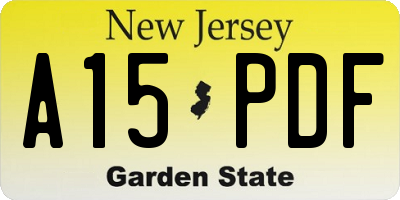 NJ license plate A15PDF