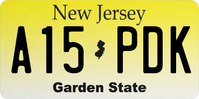 NJ license plate A15PDK