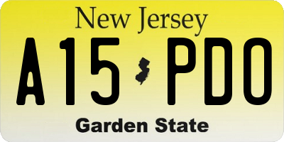 NJ license plate A15PDO
