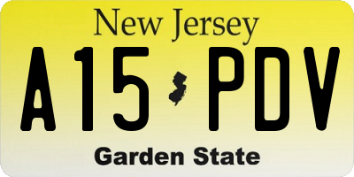 NJ license plate A15PDV