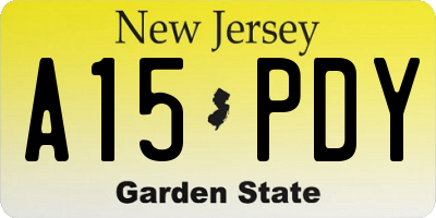 NJ license plate A15PDY