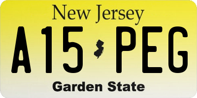 NJ license plate A15PEG