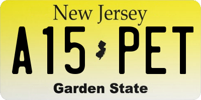 NJ license plate A15PET