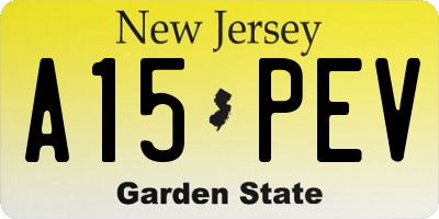 NJ license plate A15PEV